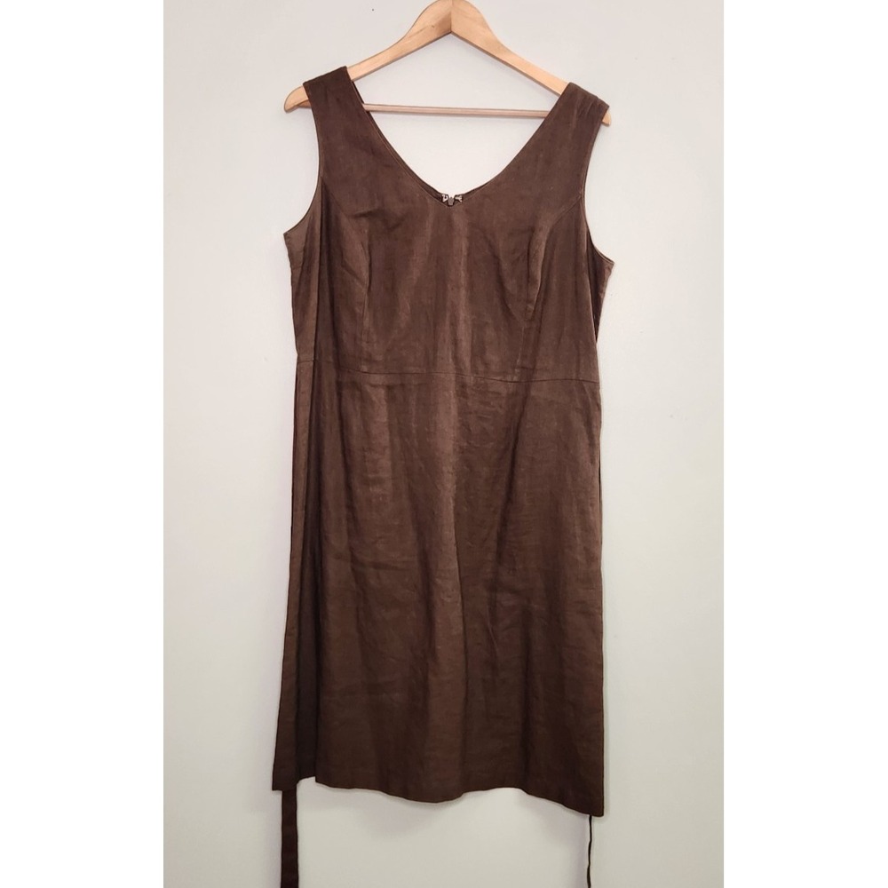 George By Mark Fisen Womens 14 Sleeveless Linen blend midi dress Minimalist Fall